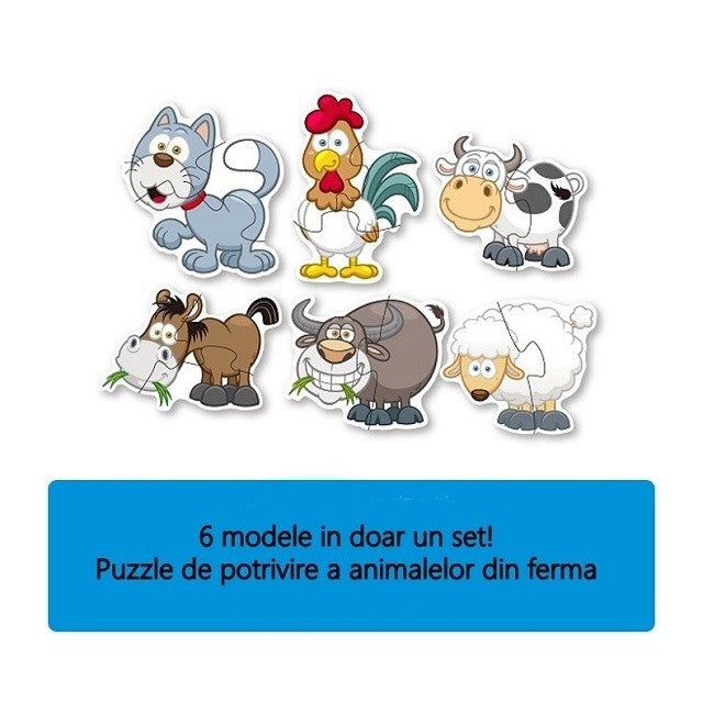 Set puzzle 6 animale, animalele de la ferma