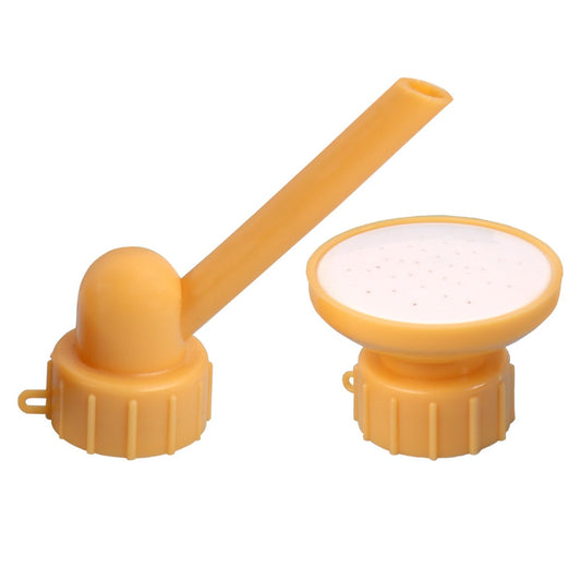 Set 2 capace de sticla pentru irigat florile, stropitoare si teava, practic si usor de utilizat, portabil, reutilizabil, 8 x 7.5 cm, galben