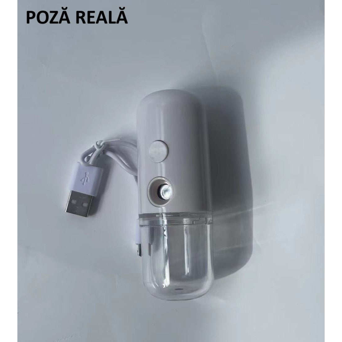 Spray de Hidratare Facială cu Tehnologie Nano, Hidratare, Igienizare, Abur Rece, Încărcare USB, Capacitate 30 mL, 10cm, Alb