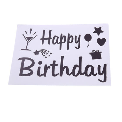 Sticker Autocolant pentru Baloane, Tematica Aniversare, Model Happy Birthday, 29x21 cm, Negru