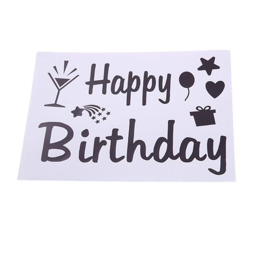 Sticker Autocolant pentru Baloane, Tematica Aniversare, Model Happy Birthday, 29x21 cm, Negru