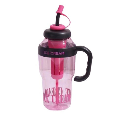 Sticla de Apa, Termica, Mentinere 6 Ore, 1400 mL, cu Pai si Capac, PP si Silicon, cu Maner Negru, 25.5x7.5 cm, Roz