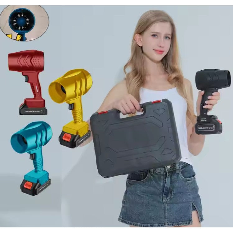 Suflanta de Aer Multifunctionala Portabila, Incarcare Auto, pentru Gratar, Masina, Indepartare Frunze si Praf, 1500 mAh, Viteta de Rotatie 25000 RPM, 2 Baterii de Li si Incarcator, Galben