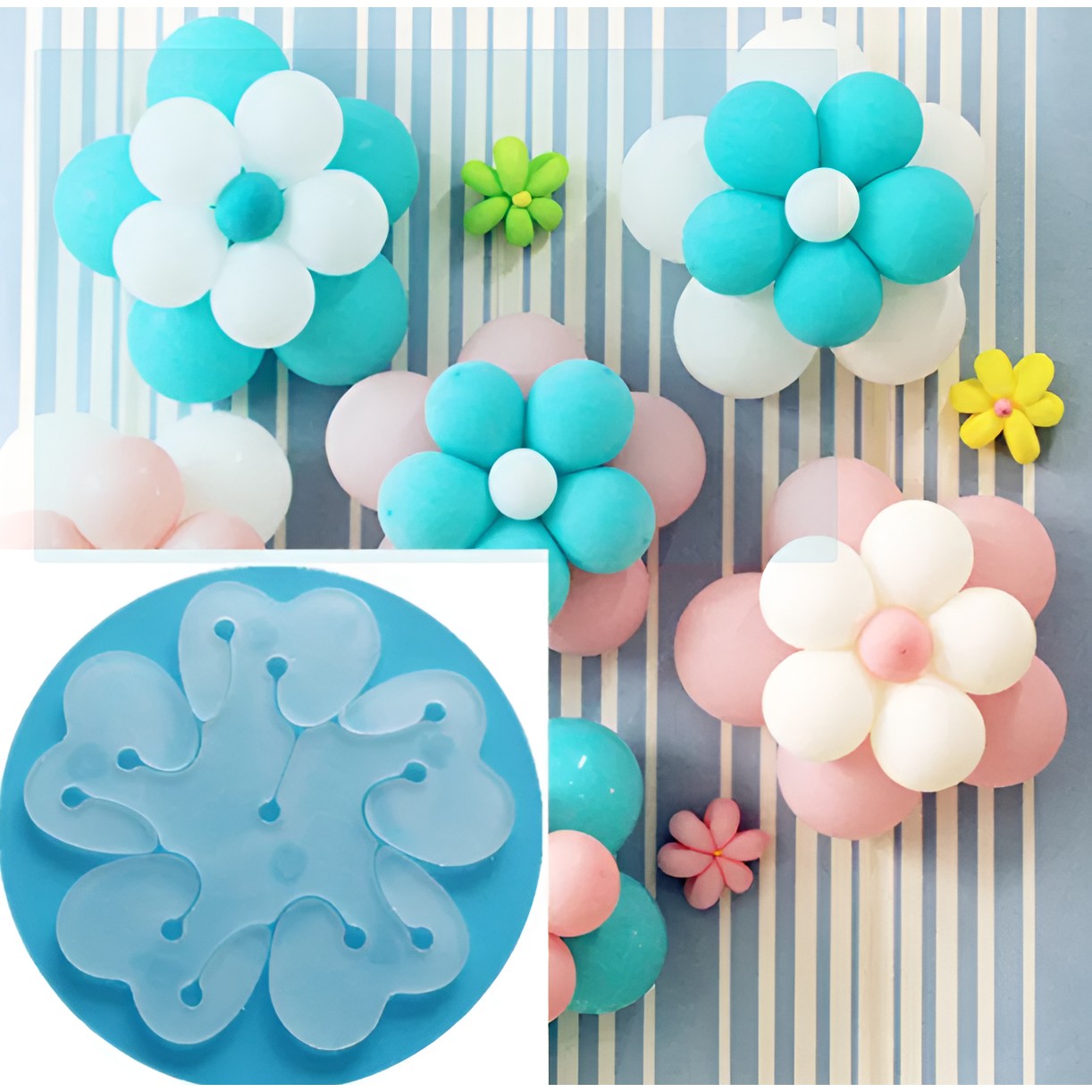 Suport pentru Baloane, Care Formeaza o Floare, cu Doua Straturi, pentru 11 Baloane, 8x8cm, 4.6g