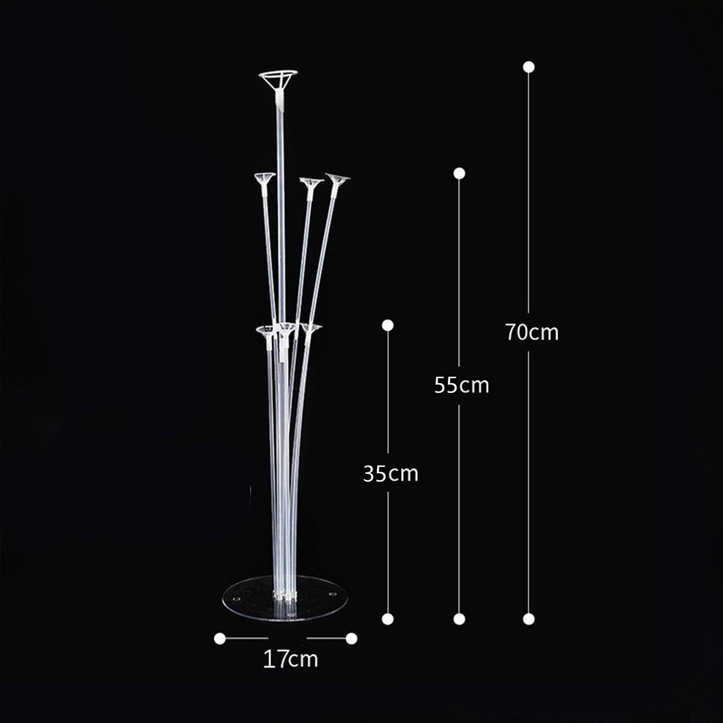 Suport pentru Baloane, cu Trei Straturi, pentru 7 Baloane, 70 cm, Transparent