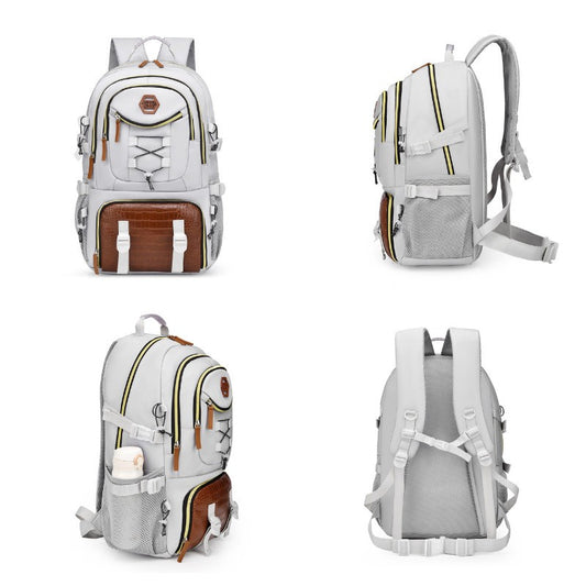 Rucsac Multifunctional pentru Calatorie, pentru Alpinism, Voiaj, Drumetii, din Panza Oxford, 34x16x52 cm, Alb