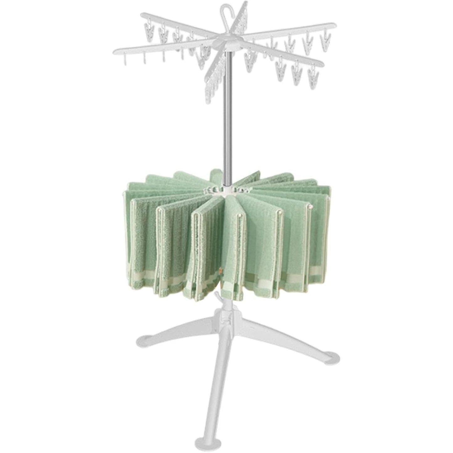 Uscator de Rufe Vertical, 2 Niveluri, Pliabil, din ABS+PP+Otel Inoxidabil, Rotire 360 Grade, 130 x 75 cm, Alb
