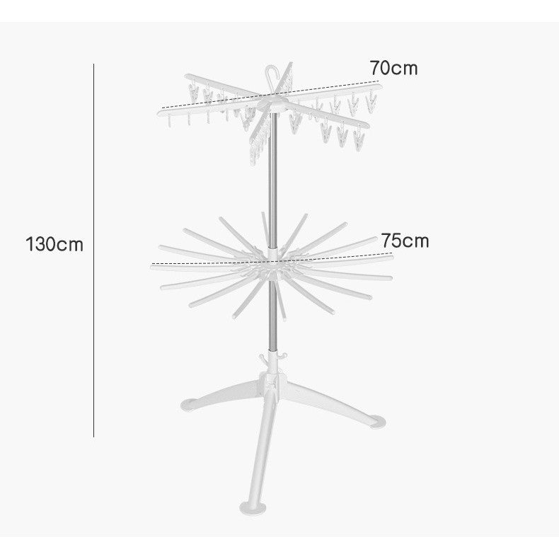 Uscator de Rufe Vertical, 2 Niveluri, Pliabil, din ABS+PP+Otel Inoxidabil, Rotire 360 Grade, 130 x 75 cm, Alb