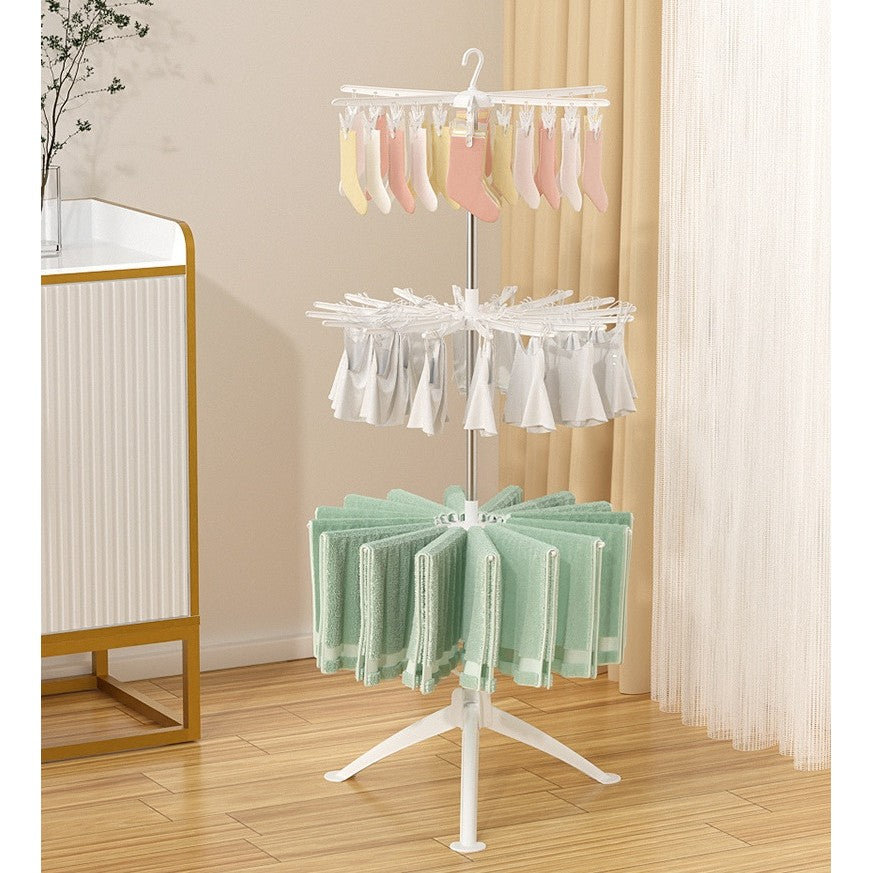 Uscator de Rufe Vertical, 3 Niveluri, Pliabil, din ABS+PP+Otel Inoxidabil, Rotire 360 Grade, 178.7 x 75 cm, Alb