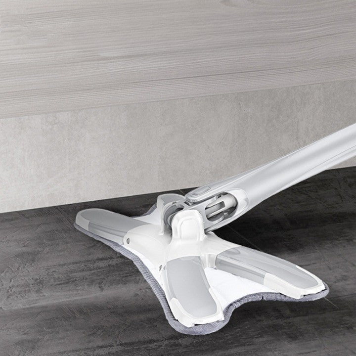 Mop Plat, cu Sistem de Stoarcere, 2 Lavete Incluse, Lungime Telescopica 140 cm, Argintiu