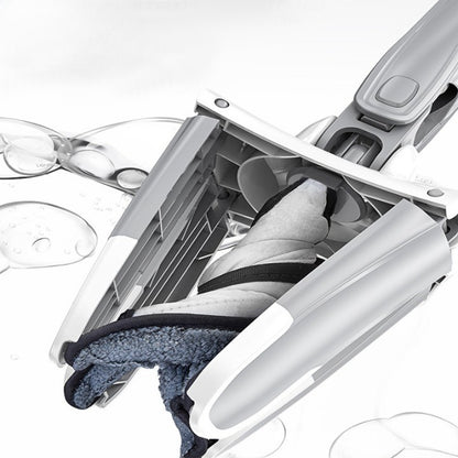 Mop Plat, cu Sistem de Stoarcere, 2 Lavete Incluse, Lungime Telescopica 140 cm, Argintiu