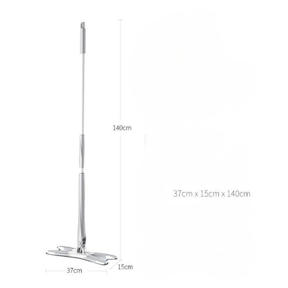 Mop Plat, cu Sistem de Stoarcere, 2 Lavete Incluse, Lungime Telescopica 140 cm, Argintiu