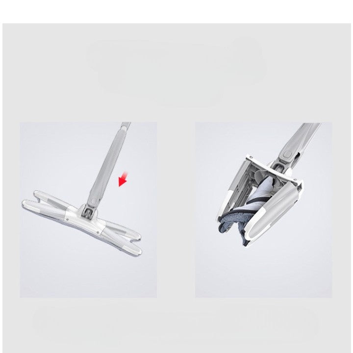Mop Plat, cu Sistem de Stoarcere, 2 Lavete Incluse, Lungime Telescopica 140 cm, Argintiu