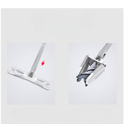 Mop Plat, cu Sistem de Stoarcere, 2 Lavete Incluse, Lungime Telescopica 140 cm, Argintiu