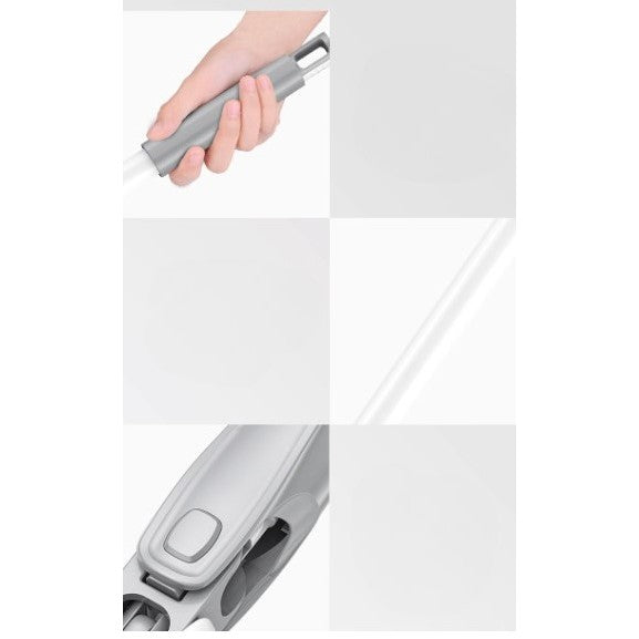 Mop Plat, cu Sistem de Stoarcere, 2 Lavete Incluse, Lungime Telescopica 140 cm, Argintiu