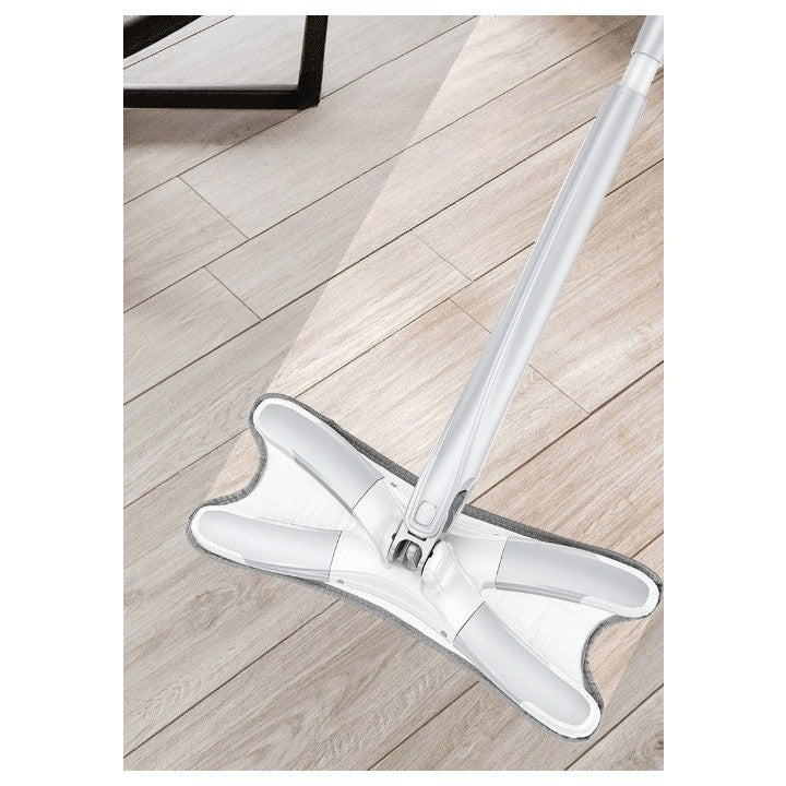 Mop Plat, cu Sistem de Stoarcere, 2 Lavete Incluse, Lungime Telescopica 140 cm, Argintiu