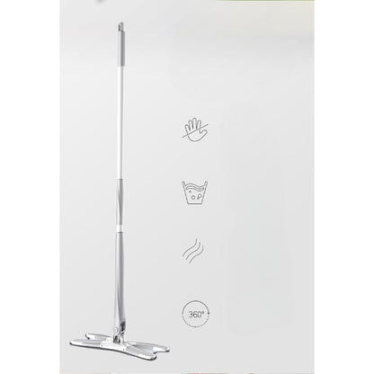 Mop Plat, cu Sistem de Stoarcere, 2 Lavete Incluse, Lungime Telescopica 140 cm, Argintiu