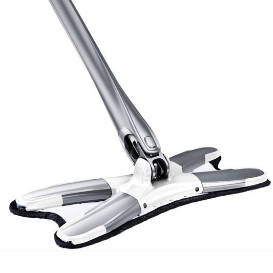 Mop Plat, cu Sistem de Stoarcere, 2 Lavete Incluse, Lungime Telescopica 140 cm, Argintiu